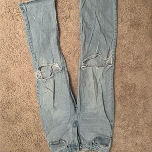 Abercrombie & Fitch Light Blue High-Rise Distressed Jeans